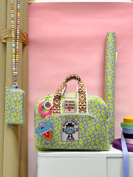 Preview: Kunstleder Happy Collection Leo by Cherry Picking flieder/limettengrün